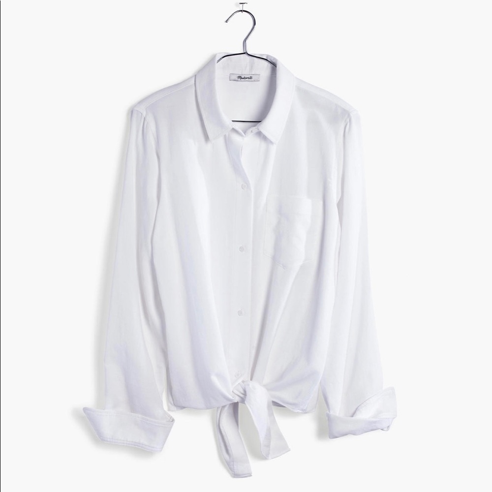 Madewell tie-front white shirt in size large